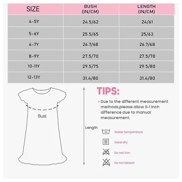 Girls Nightgowns, Unicorn Princess Pajama Dresses for Girls Sleepwear EC - Picture 2 of 3
